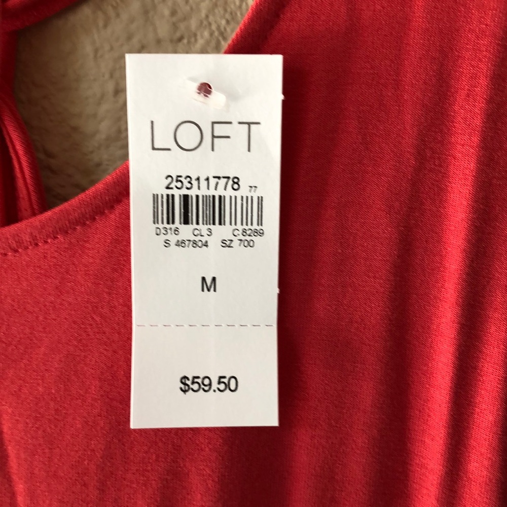 NWT LOFT Coral Orange Dress Size M - Picture 3 of 4